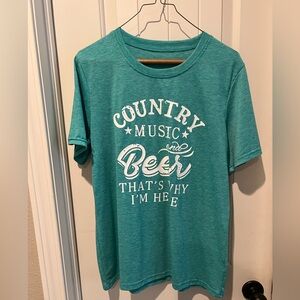 Teal blue turquoise Country western Music Graphic Tee sz large funny